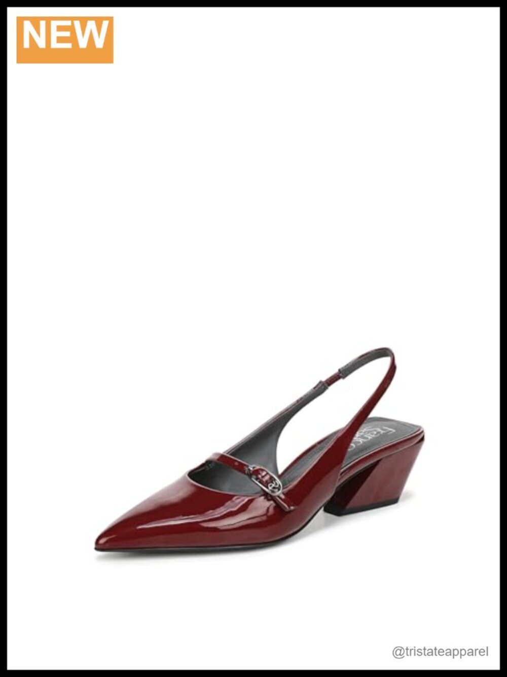 Faux Leather Slingback Pointed Toe Pump 2.1 Inch Heel